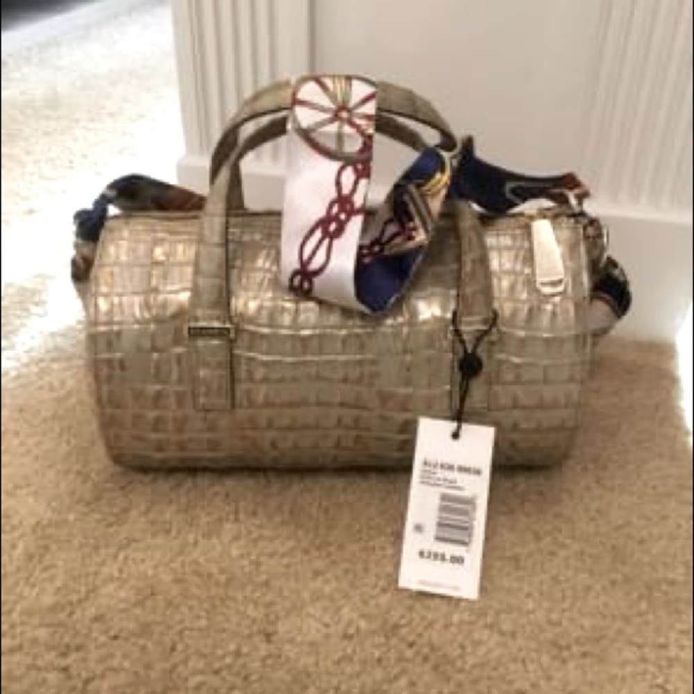 Brahmin Claire Gold la Scala  zip top barrel bag crossbody